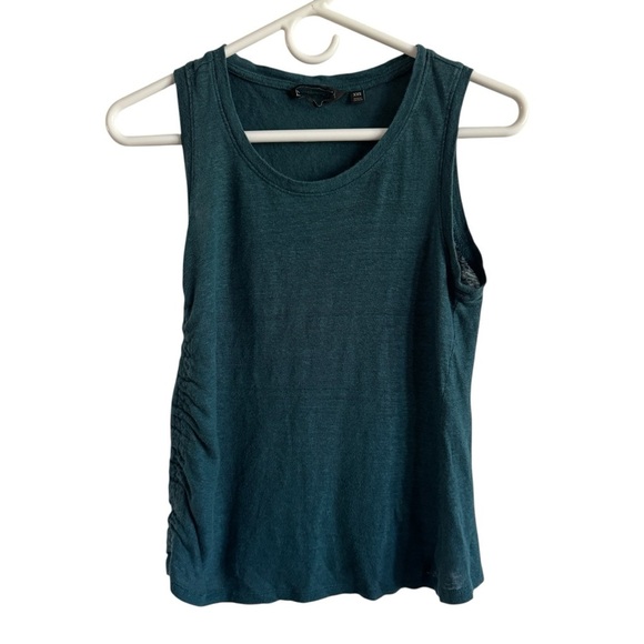 Athleta Linen Ruched Tank, Green/Teal, Size XXS - Picture 2 of 6